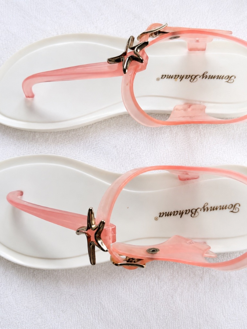 Tommy Bahama NWOT Pink Jelly Starfish Sandals White Thong Sandals Size 7 - Picture 2 of 7